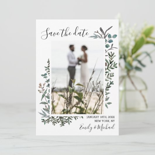 Pijn en Eucalyptus Sla de datum op Kaart (Staand voorkant)