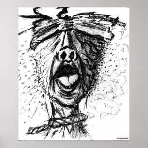 Pijn en frustratie - Potlood Schets Poster