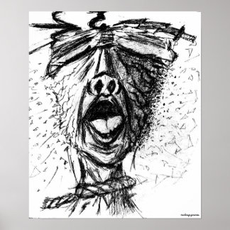 Pijn en frustratie - Potlood Schets Poster