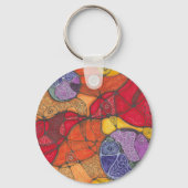 Pijn en overweldigde doodle art keyring. sleutelhanger (Voorkant)