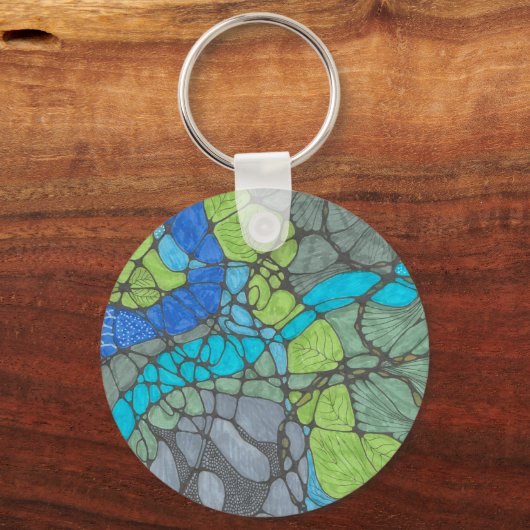 Pijn en overweldigde doodle art keyring. sleutelhanger (Achterkant)