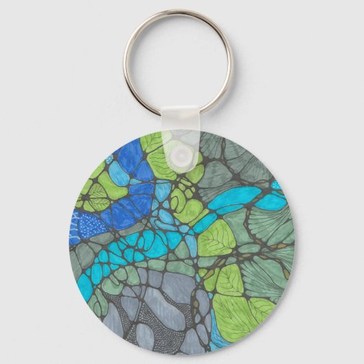 Pijn en overweldigde doodle art keyring. sleutelhanger (Achterkant)