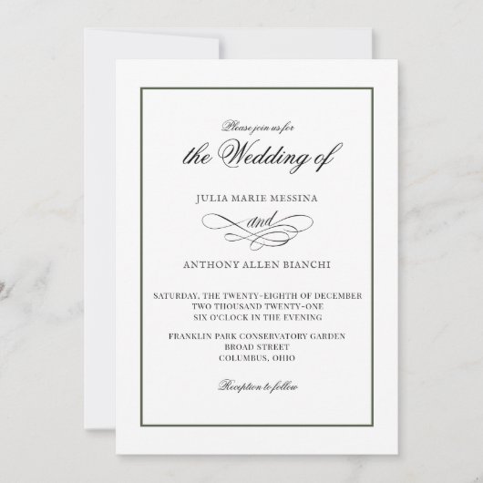 Pijn en sneeuw Eenvoudige uitnodiging (Voorkant)