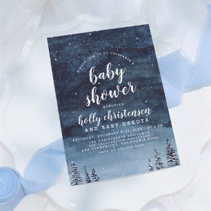 Pijn Forest & Night Sky Winter Baby shower Kaart