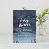 Pijn Forest & Night Sky Winter Baby shower Kaart (Staand voorkant)