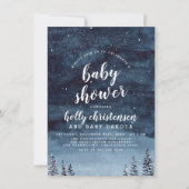 Pijn Forest & Night Sky Winter Baby shower Kaart (Voorkant)