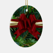 Pijn/Goud/Rode Bow Keramisch Ornament (Rechts)