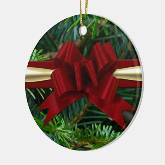 Pijn/Goud/Rode Bow Keramisch Ornament (Links)