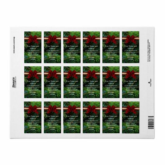 Pijn/Goud/Rode Vlinderboom Kerstmis Etiket (Full Sheet)