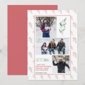 Pijn groene roze bessen familie foto vakantie feestdagenkaart (Voorkant / Achterkant)