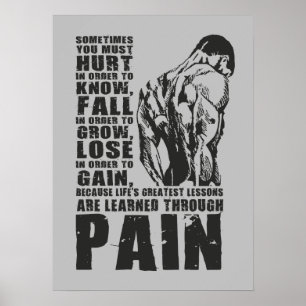 Pijn - Grootste Lessen - Gym Workout Motivatie Poster