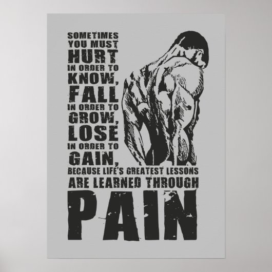 Pijn - Grootste Lessen - Gym Workout Motivatie Poster (Voorkant)