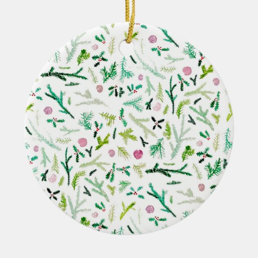 Pijn, Holly en Sugarplums Keramisch Ornament (Voorkant)