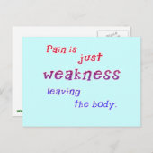 Pijn is gewoon zwakheid die de lichaamstrips achte briefkaart (Voorkant / Achterkant)