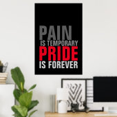 Pijn is tijdelijk geprikt, voor altijd Motivatie Poster (Thuiskantoor)
