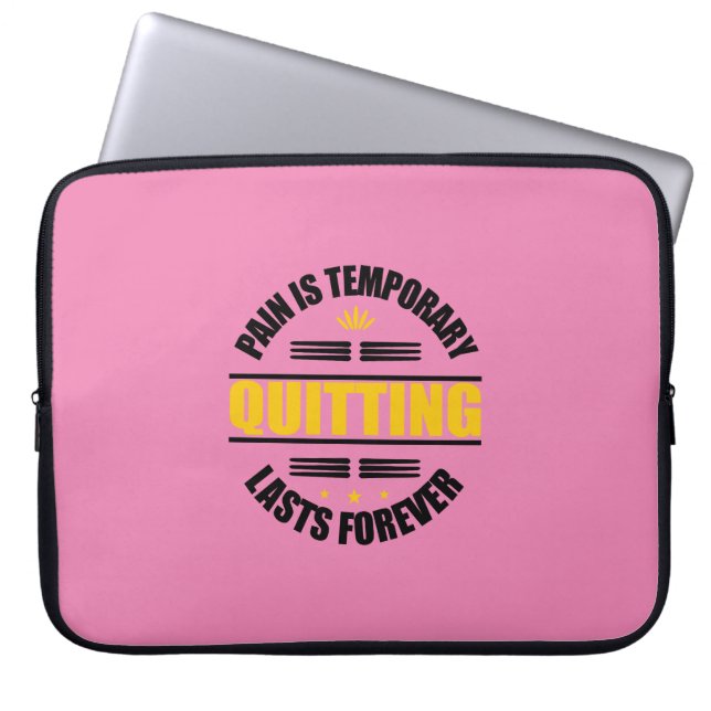 Pijn is voor altijd tijdelijk uitzenden laptop sleeve (Voorkant)
