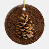 Pijn-kloon op gedode naalden keramisch ornament (Achterkant)