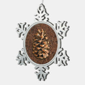 Pijn-kloon op gedode naalden tin sneeuwvlok ornament (Rechts)