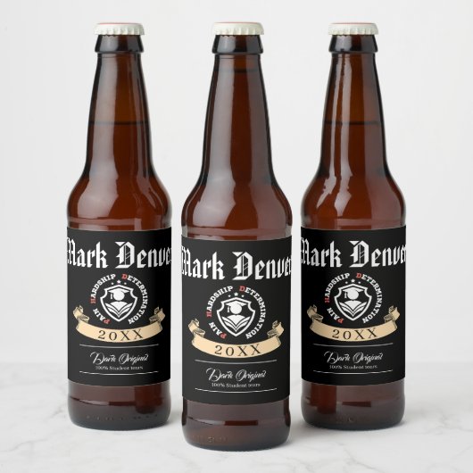 Pijn, Moeite, Vastberadenheid – Grappige PhD-quote Bier Etiket (Flessen)
