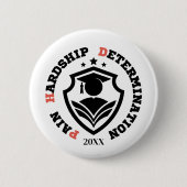 Pijn, Moeite, Vastberadenheid – Grappige PhD-quote Ronde Button 5,7 Cm (Voorkant)