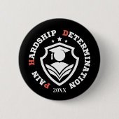 Pijn, Moeite, Vastberadenheid – Grappige PhD-quote Ronde Button 5,7 Cm (Voorkant)