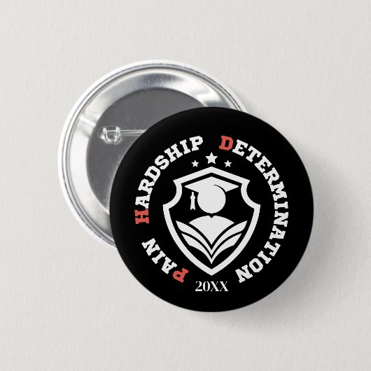 Pijn, Moeite, Vastberadenheid – Grappige PhD-quote Ronde Button 5,7 Cm (Voorkant /achterkant)