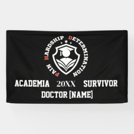 Pijn, Moeite, Vastberadenheid – Grappige PhD-quote Spandoek