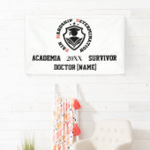 Pijn, Moeite, Vastberadenheid – Grappige PhD-quote Spandoek (Insitu)