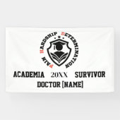 Pijn, Moeite, Vastberadenheid – Grappige PhD-quote Spandoek (Horizontaal)