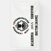 Pijn, Moeite, Vastberadenheid – Grappige PhD-quote Spandoek (Verticaal)