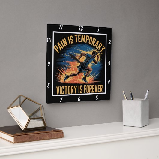 Pijn Tijdelijke Overwinning Forever Runner Vierkante Klok (Kantoor)