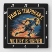 Pijn Tijdelijke Overwinning Forever Runner Vierkante Klok (Voorkant)