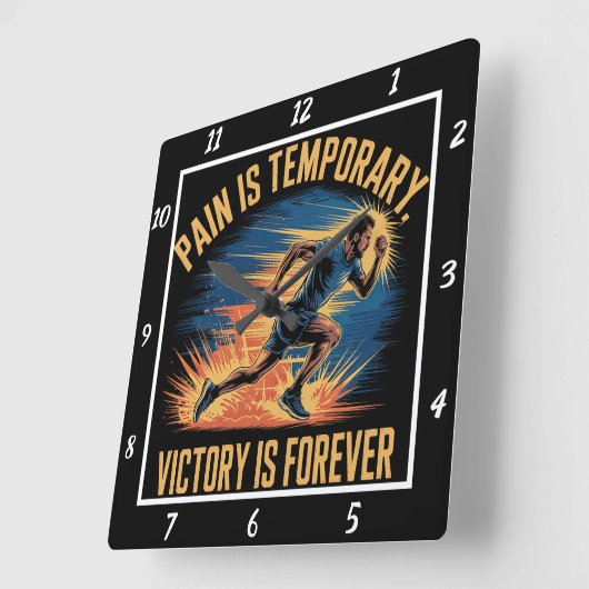 Pijn Tijdelijke Overwinning Forever Runner Vierkante Klok (Hoek)