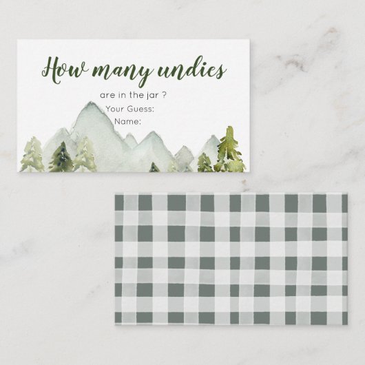 Pijn Tree Adventure Baby shower Hoeveel eenheden Informatiekaartje (Voorkant / Achterkant)