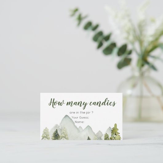 Pijn Tree Adventure Baby shower Hoeveel Snoepjes Informatiekaartje (Staand voorkant)