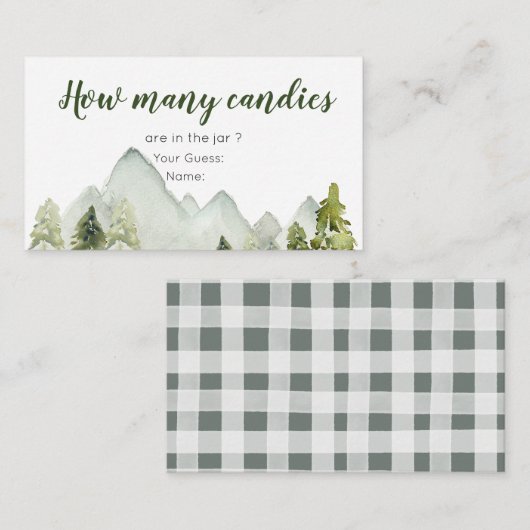 Pijn Tree Adventure Baby shower Hoeveel Snoepjes Informatiekaartje (Voorkant / Achterkant)