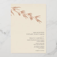 Pijn Tree Branch Cream Wedding Folie Uitnodiging