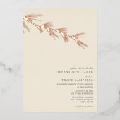 Pijn Tree Branch Cream Wedding Folie Uitnodiging (Voorkant)