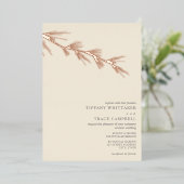 Pijn Tree Branch Cream Wedding Folie Uitnodiging (Staand Voorkant)