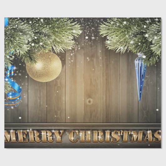 Pijn Tree Branches, Ornamenten, houtvakantie Cadeaupapier (Vlak)