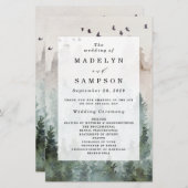 Pijn Tree Forest Rustic Waterverf Wedding Programm (Voorkant / Achterkant)