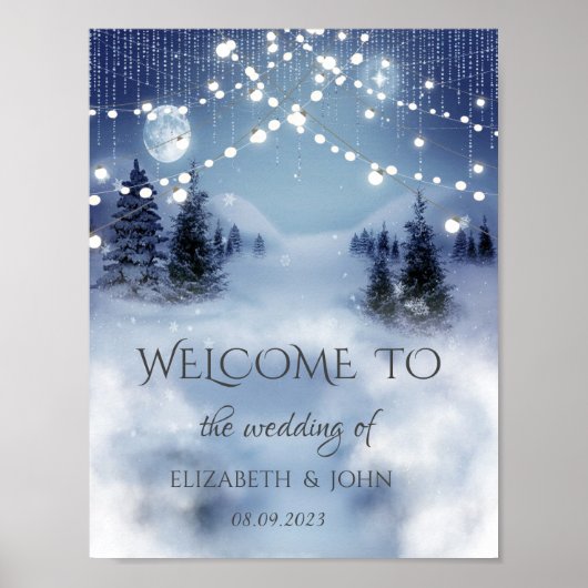 Pijn Tree Forest, String Lights Wedding Poster (Voorkant)