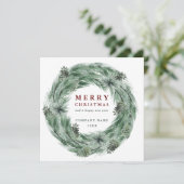 Pijn Tree met kerstmis met QR-code Feestdagenkaart (Staand voorkant)