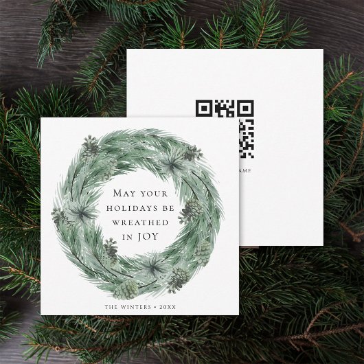 Pijn Tree met Square Holiday Kaart met QR-code