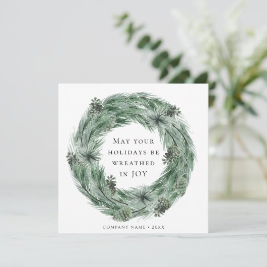 Pijn Tree met Square Holiday Kaart met QR-code (Staand voorkant)