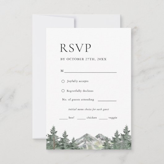 Pijn Tree Mountain Wedding Menu Keuze RSVP (Voorkant)