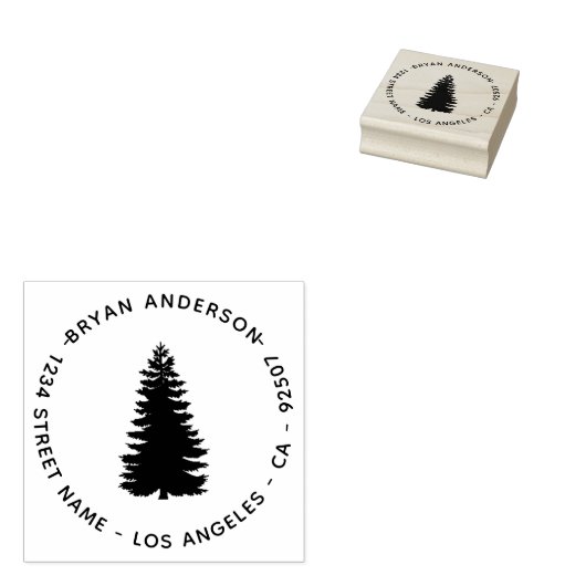Pijn Tree Return Adres Rubber Stempel (Gestempeld)