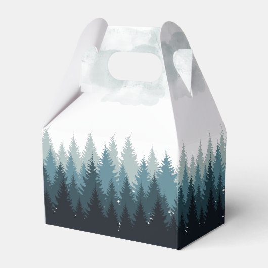 Pijn Tree Waterverf Forest Rustic Wedding Bedankdoosjes (Achterkant)