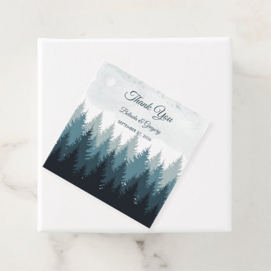 Pijn Tree Waterverf Forest Rustic Wedding Bedankjes Labels (In situ)
