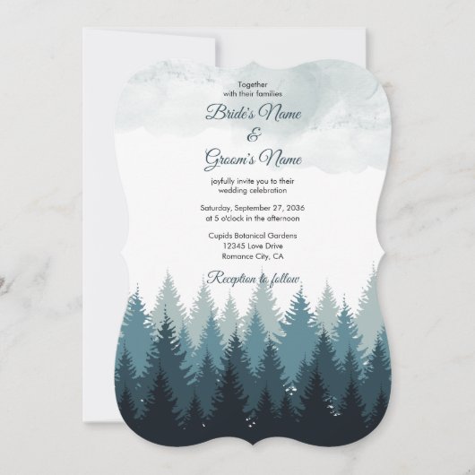 Pijn Tree Waterverf Forest Rustic Wedding Kaart (Voorkant)